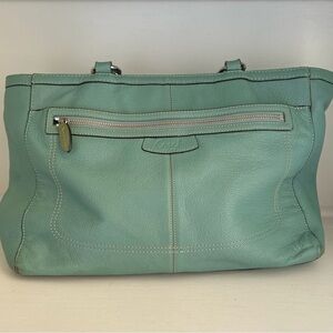 COACH Penelope Large Shoulder Bag. F14686. Aqua blue / mint color. EUC.